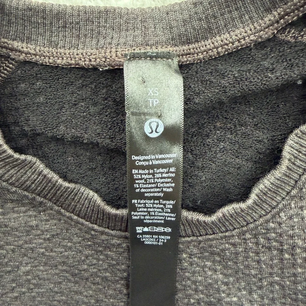 Lululemon‎ Engineered Warmth Crewneck Sweater Mens XS Grey Merino Wool LM3CDES